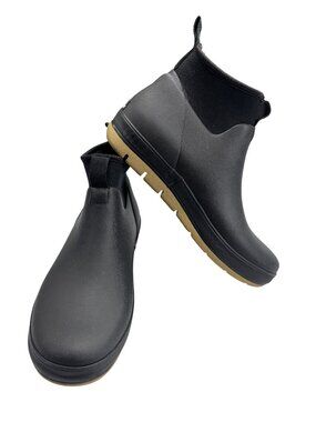 Staheekum Mens Black Rain Shoes Waterproof Slip-On Size 9 Durable Rubber Sole
